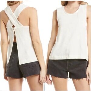Madewell Cream Jacquard Cross Back Tank